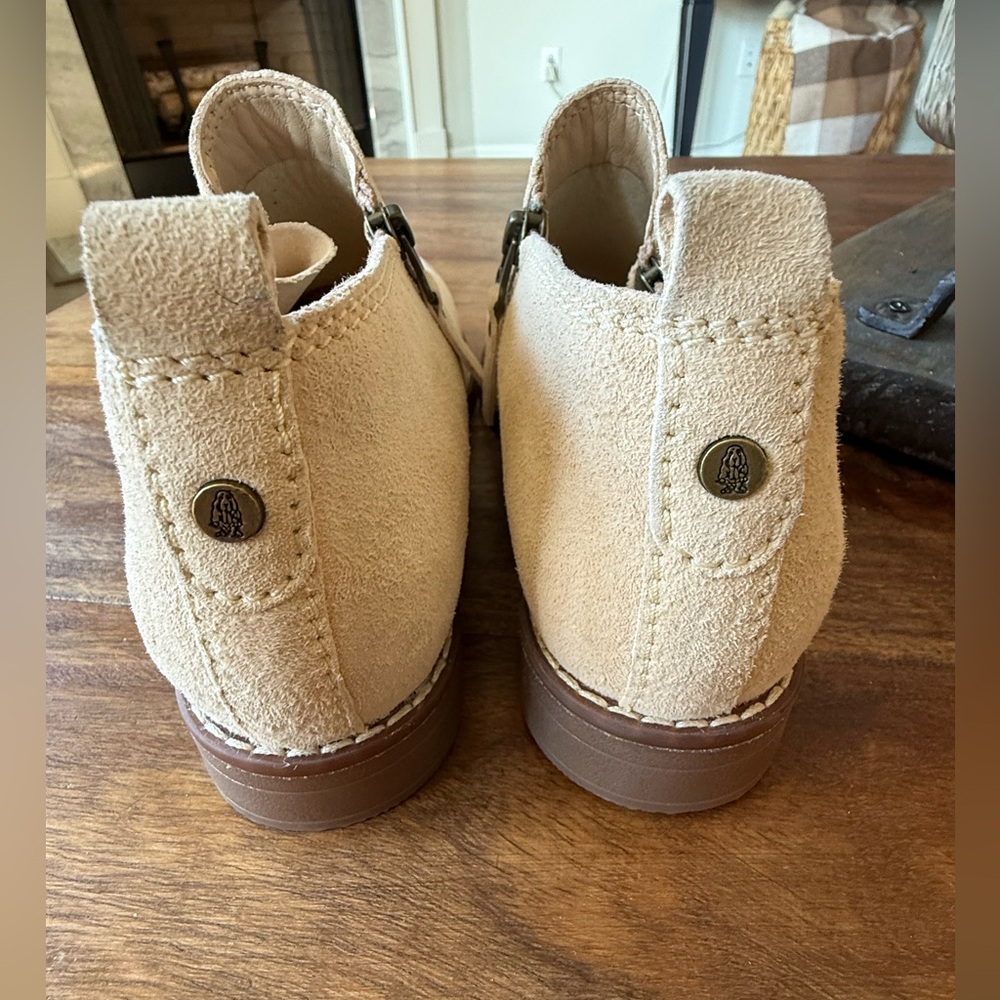 Hush Puppies ankle booties women's sz 8 medium beige leather suede nubuck comfy - Picture 5 of 9
